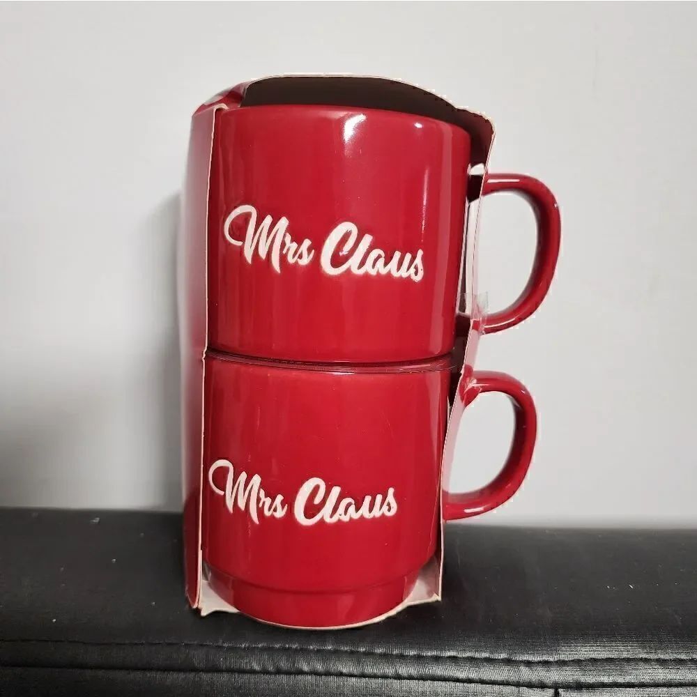 Holiday Style Coffee Mug Set Mrs Claus Red, 2pc - Picture 1 of 3